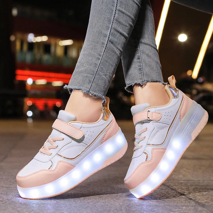 Cute Pastel LED Roller Sneakers Pastel Kitten