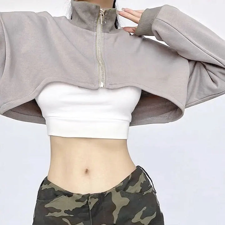 Korean Casual Cropped Sweatshirt Pastel Kitten