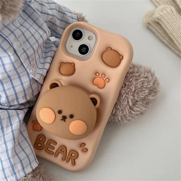 Kawaii 3D Bear iPhone Case Pastel Kitten