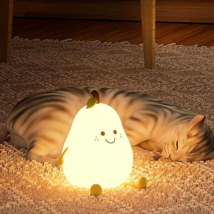 Kawaii Pear Night Light Pastel Kitten