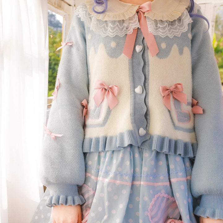 Japanese Lolita Knit Cardigan Pastel Kitten