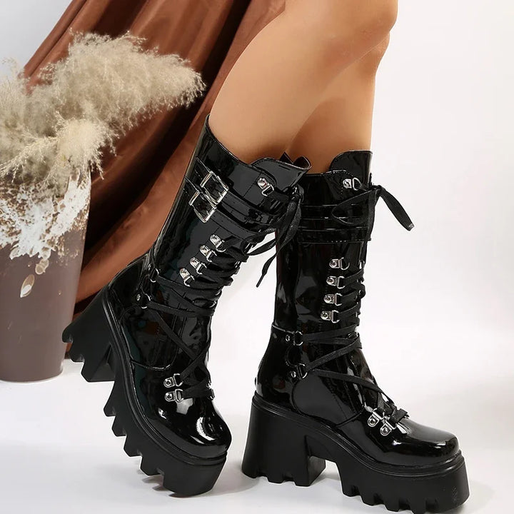 Punk Chunky Mid-Calf Boots Pastel Kitten