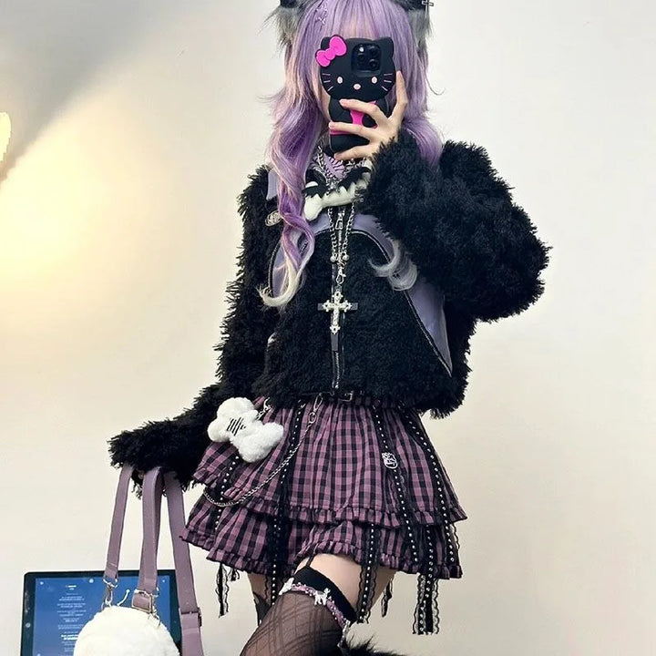 Pastel Gothic Emo Plaid Skirt Pastel Kitten