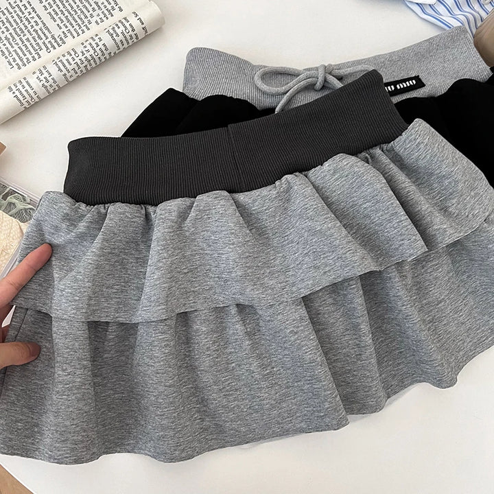 Elastic High Waist Mini Skirt Pastel Kitten