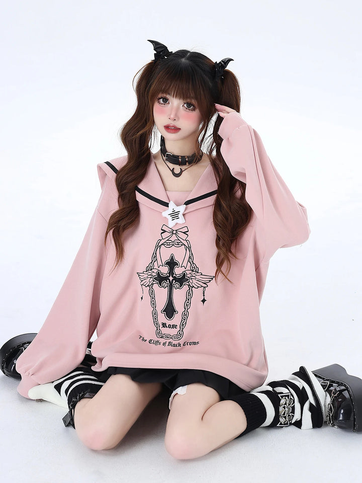 Pastel Gothic Oversized Sweatshirt Pastel Kitten