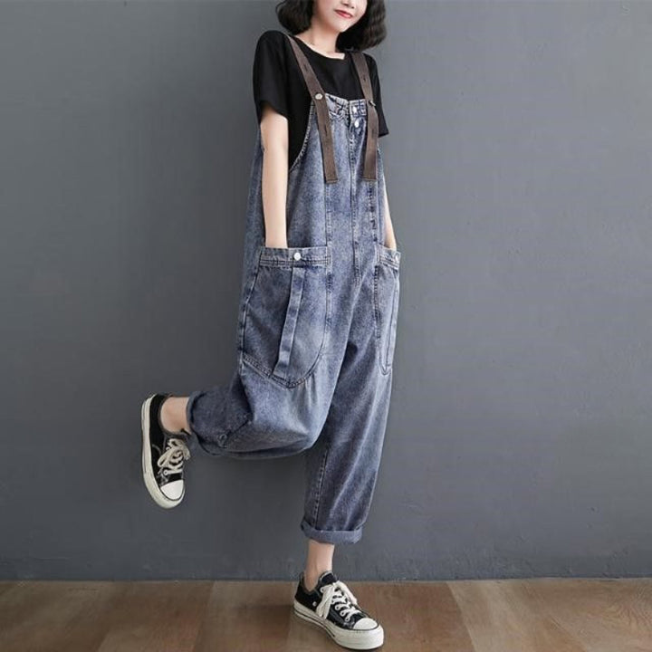 Vintage Denim Y2K Overalls Pastel Kitten