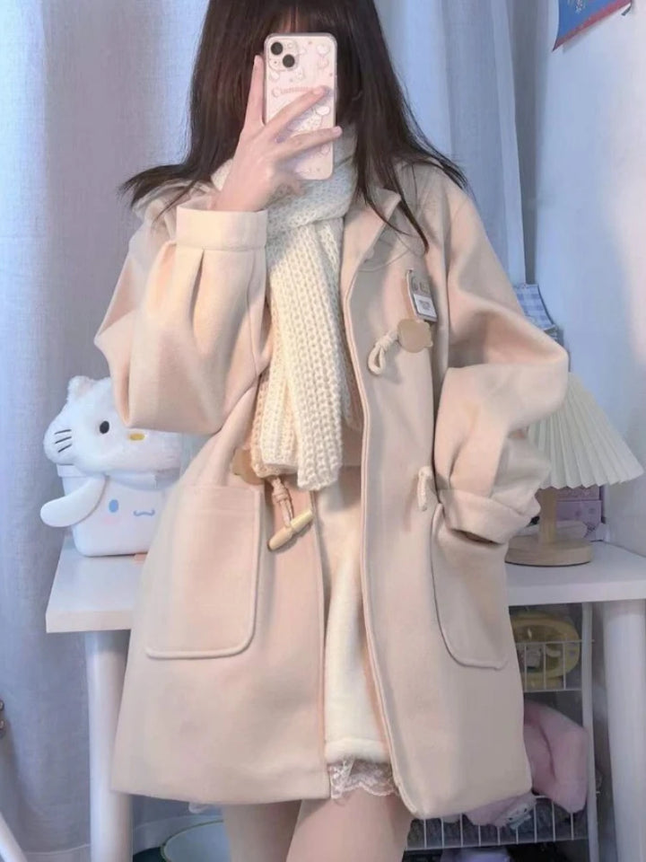 Cute Japanese Preppy Coat Pastel Kitten