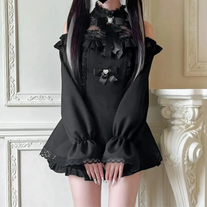 Japanese Gothic Mini Dress Pastel Kitten