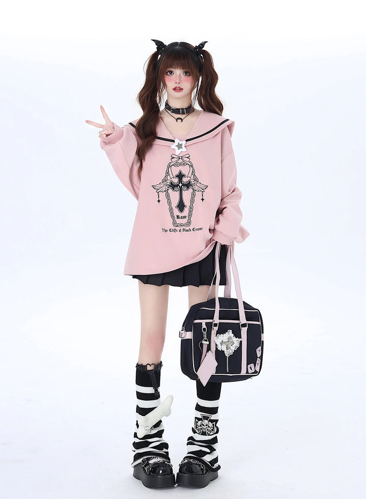 Pastel Gothic Oversized Sweatshirt Pastel Kitten