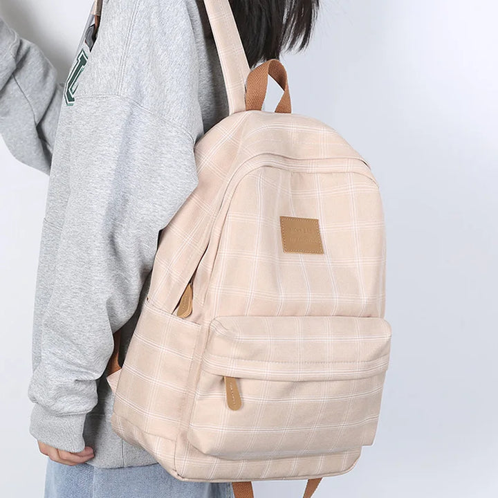 Casual Striped School Backpack Pastel Kitten