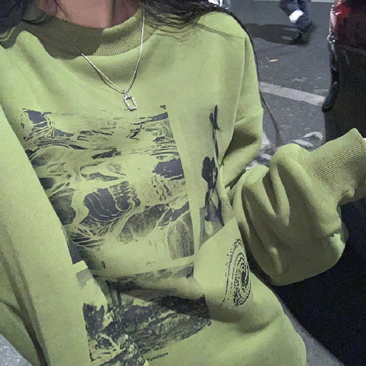 Korean Grunge Oversized Sweatshirt Pastel Kitten