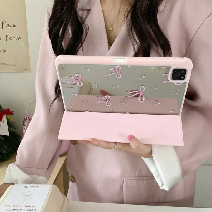 Kawaii Pink Bow iPad Case Pastel Kitten