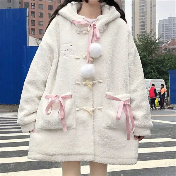 Cute Preppy Style Warm Coat Pastel Kitten