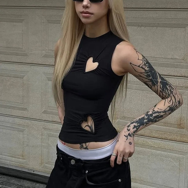 Cute Casual Sleeveless T-Shirt Pastel Kitten