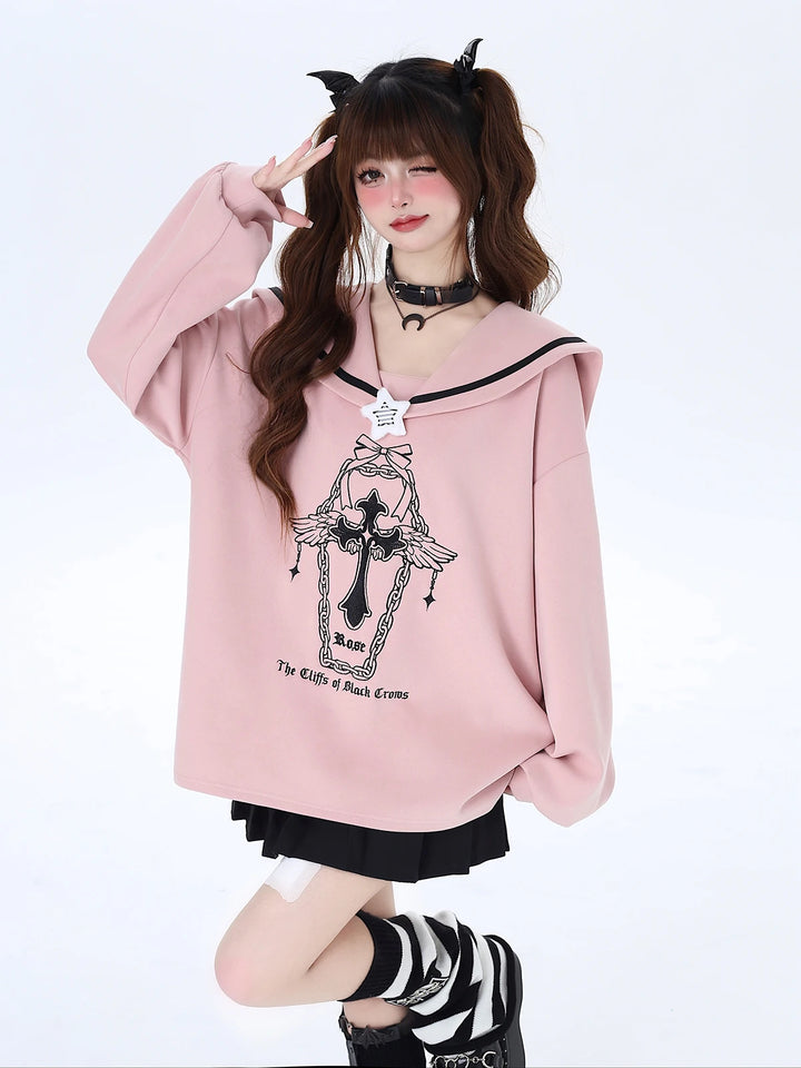 Pastel Gothic Oversized Sweatshirt Pastel Kitten