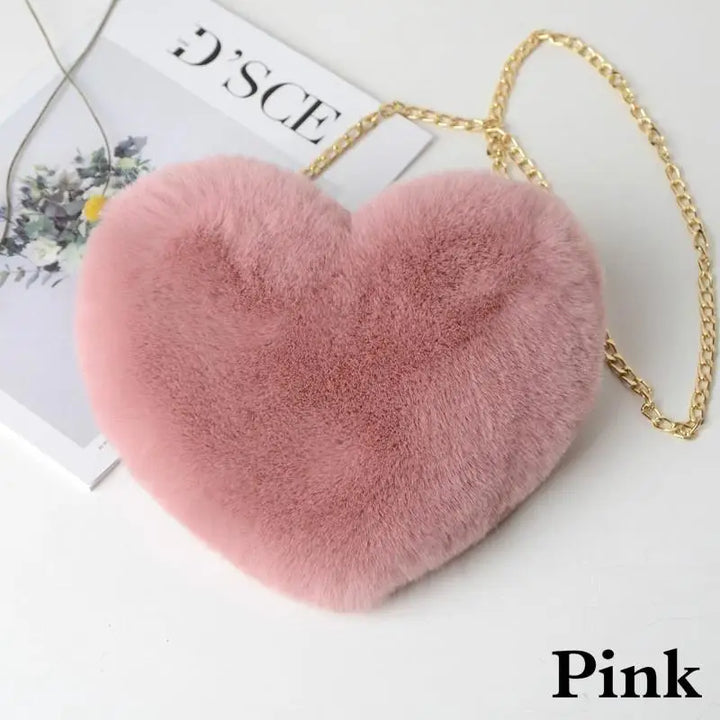 Kawaii Heart Plush Shoulder Bag Pastel Kitten