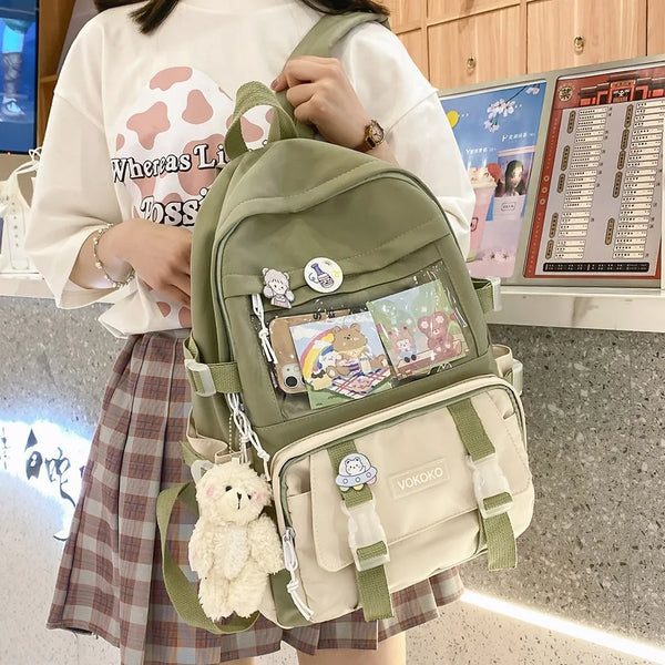 Kawaii Waterproof Laptop Backpack Pastel Kitten