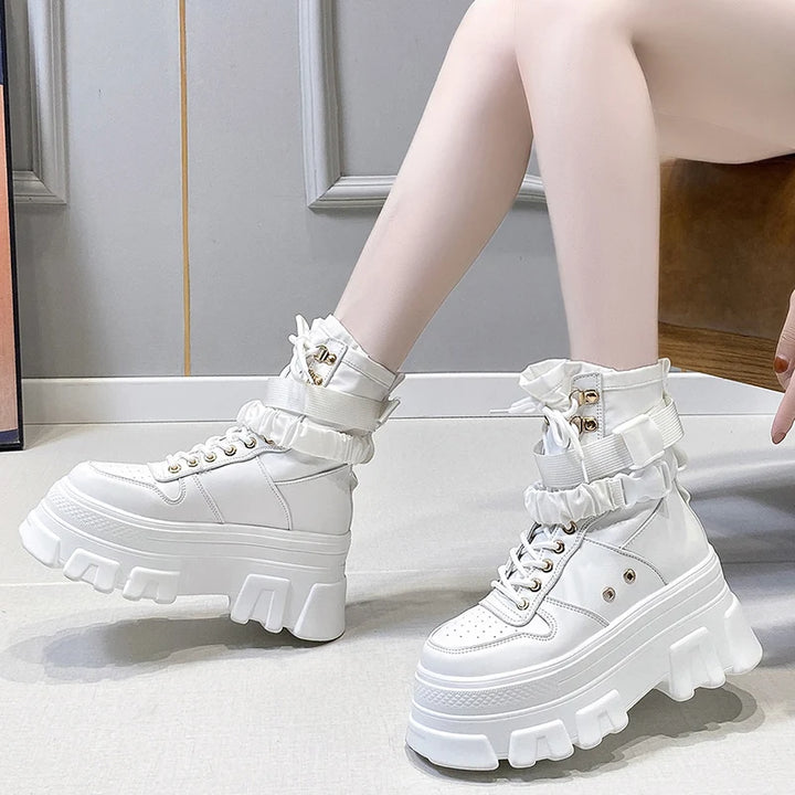 Punk Platform Motorcycle Boots Pastel Kitten