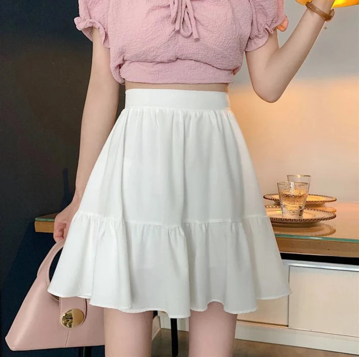 Korean Preppy Mini Skirt Pastel Kitten