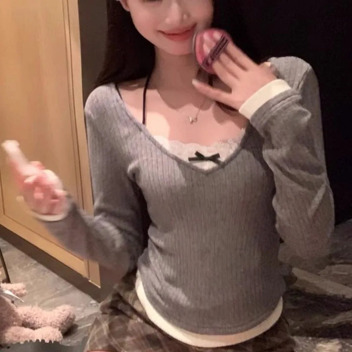 Korean Style Skinny Top Pastel Kitten