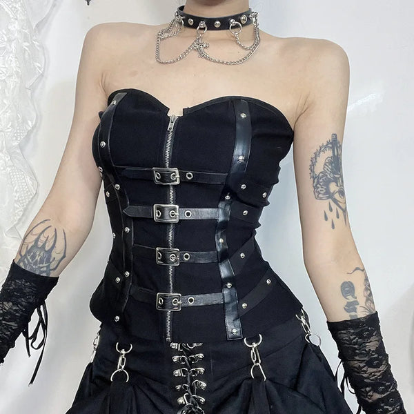 Mall Goth Corset Style Top Pastel Kitten