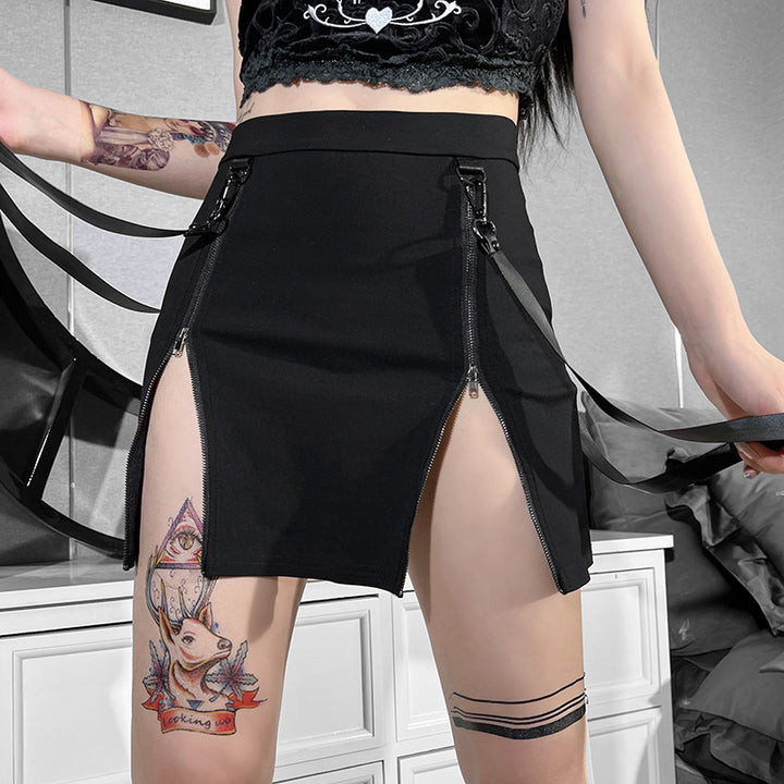 Goth Split Mini Skirt Pastel Kitten