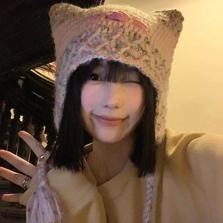 Y2K Style Kawaii Hat Pastel Kitten