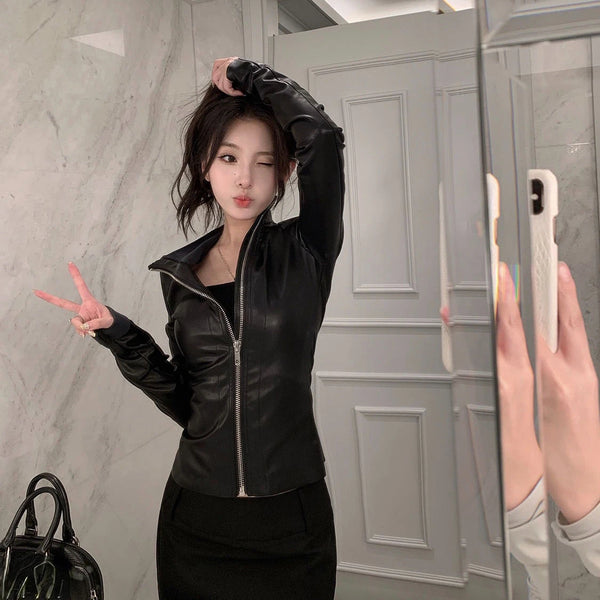 Y2K Slim Zipper Jacket Pastel Kitten