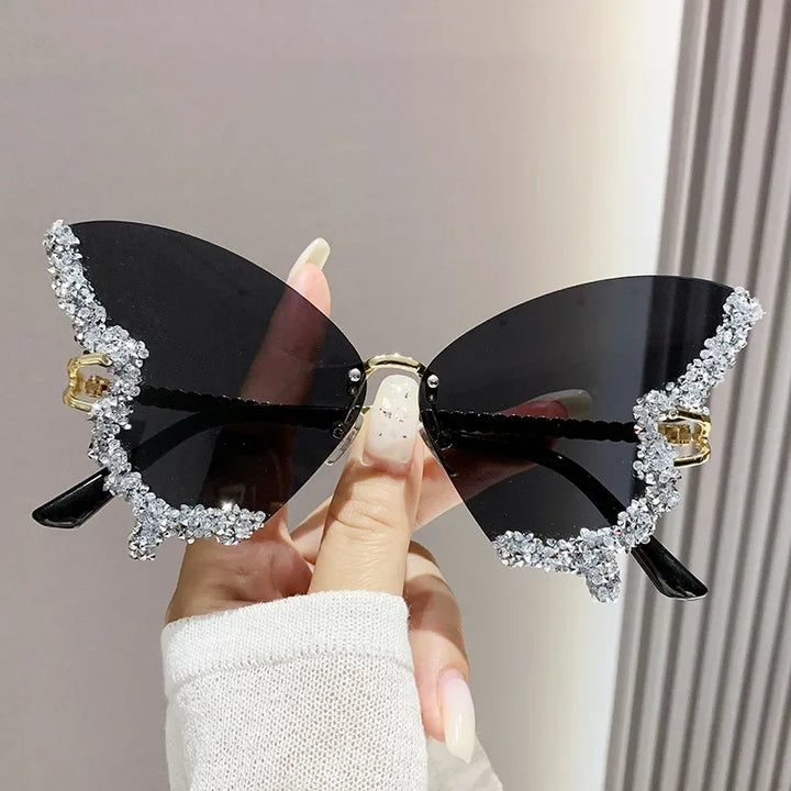 Cute Luxury Rimless Sunglasses Pastel Kitten