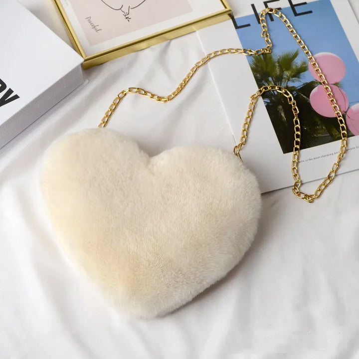 Kawaii Heart Plush Shoulder Bag Pastel Kitten