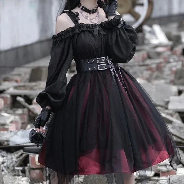 Gothic Lolita Long Sleeve Dress Pastel Kitten