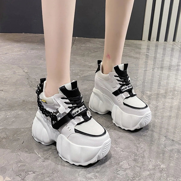 Korean Chunky High Platform Sneakers Pastel Kitten