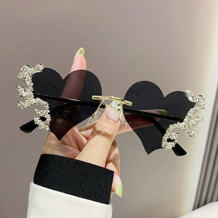 Cute Luxury Rimless Sunglasses Pastel Kitten