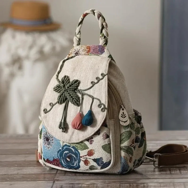 Cute Floral Backpack Pastel Kitten