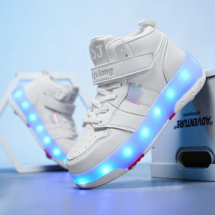 Cute LED Light Roller Sneakers Pastel Kitten