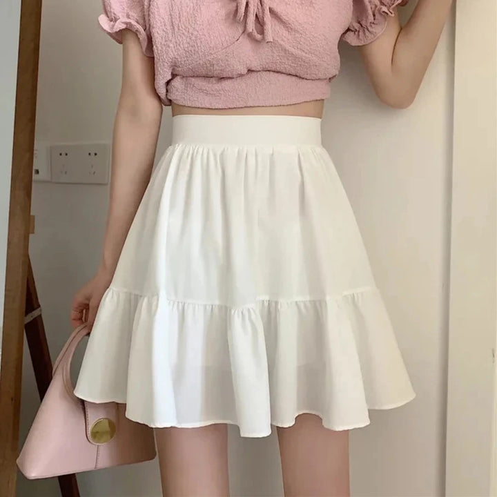 Korean Preppy Mini Skirt Pastel Kitten