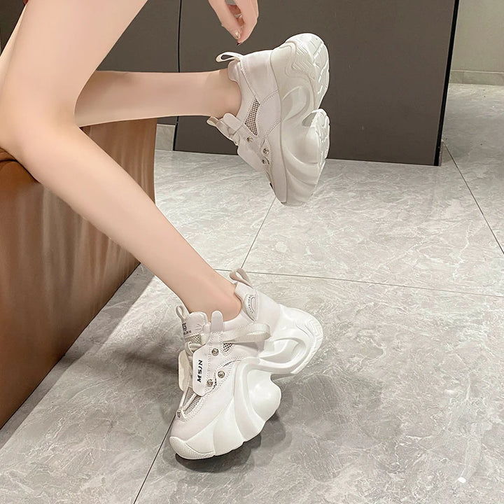 Chunky Mesh Platform Sneakers Pastel Kitten