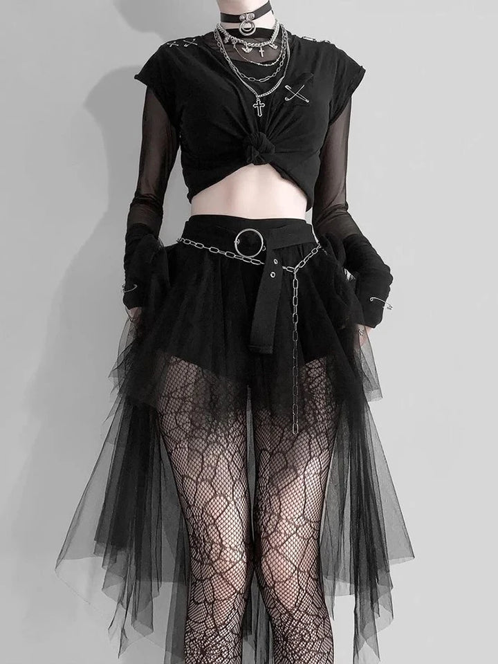 Harajuku Gothic Mesh Skirt Pastel Kitten