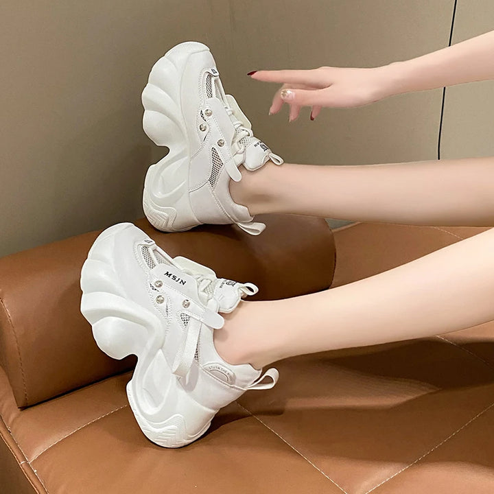 Chunky Mesh Platform Sneakers Pastel Kitten