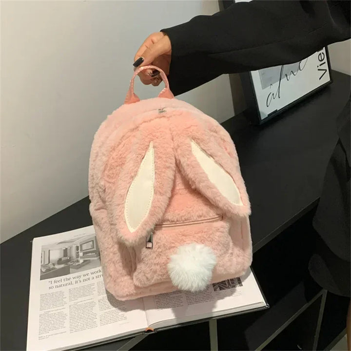 Cute Plush Bunny Backpack Pastel Kitten