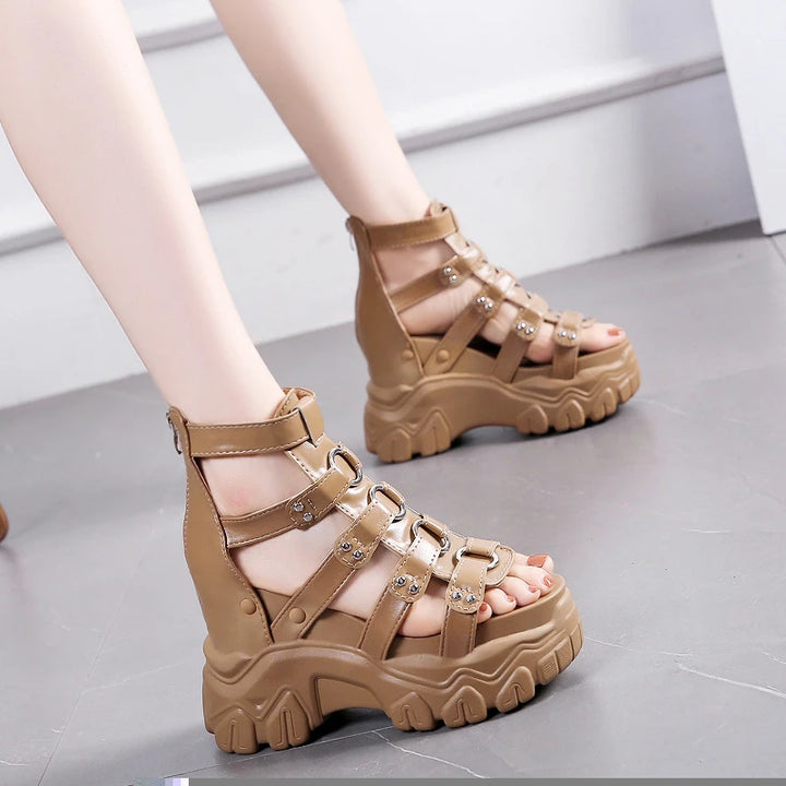 Cute Gladiator Platform Sandals Pastel Kitten