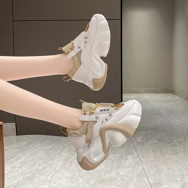 Chunky Mesh Platform Sneakers Pastel Kitten