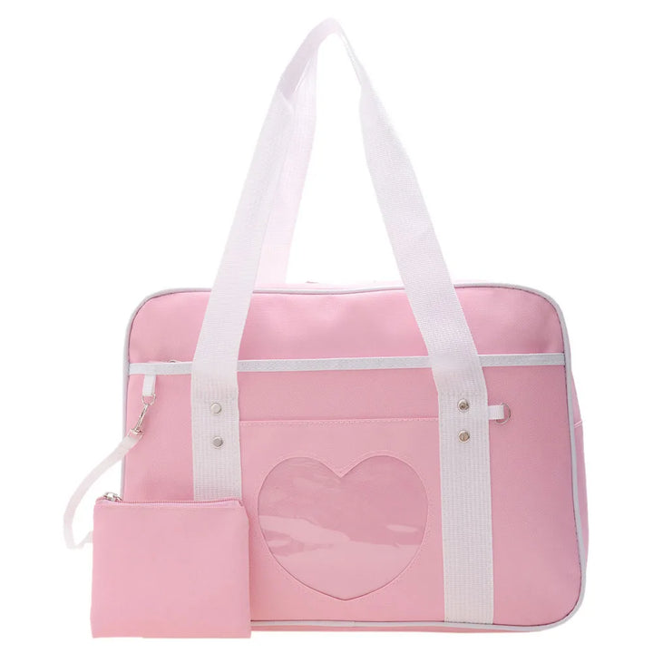 Japanese Heart Student Shoulder Bag Pastel Kitten