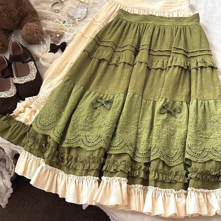 Vintage Embroidered Lolita Skirt Pastel Kitten