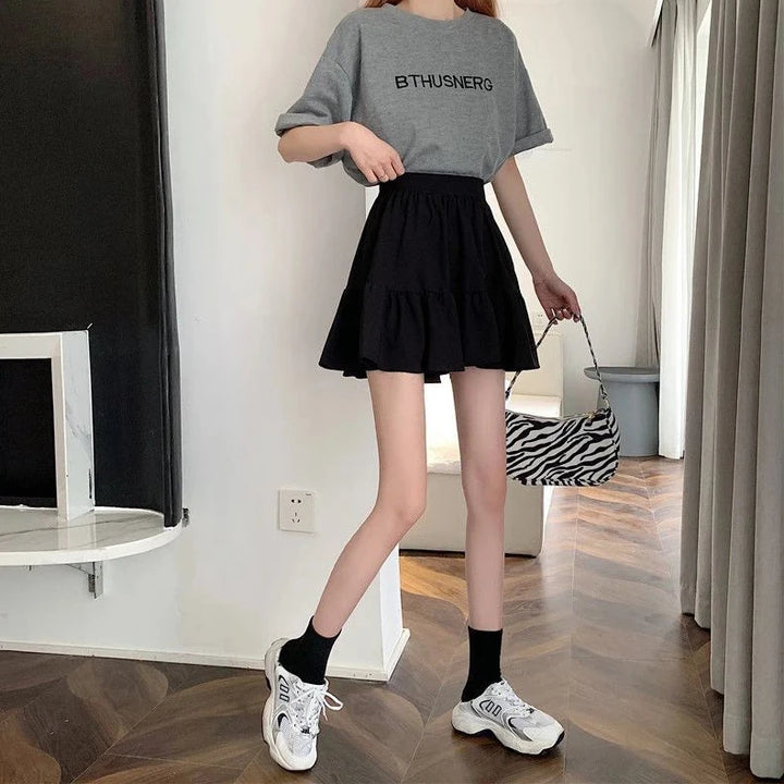 Korean Preppy Mini Skirt Pastel Kitten