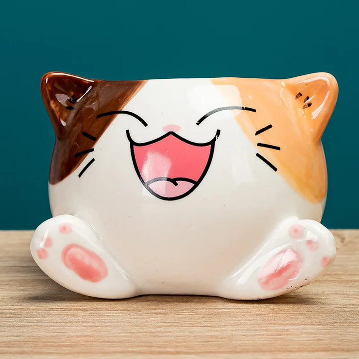 Cartoon Cat Flower Pot Pastel Kitten