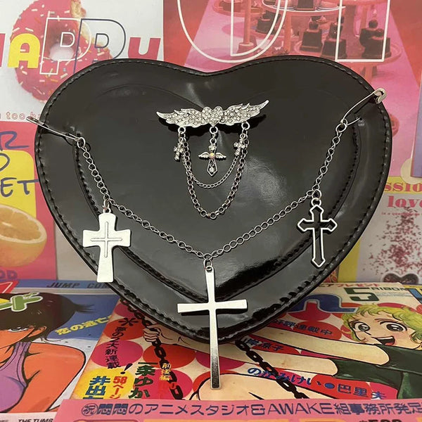 Gothic Heart Shaped Harajuku Handbag Pastel Kitten