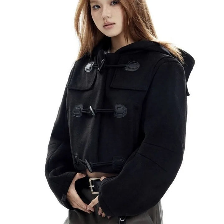 American Style Vintage Short Hooded Coat Pastel Kitten