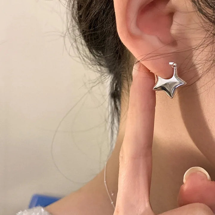 Y2K Metal Star Earrings Pastel Kitten