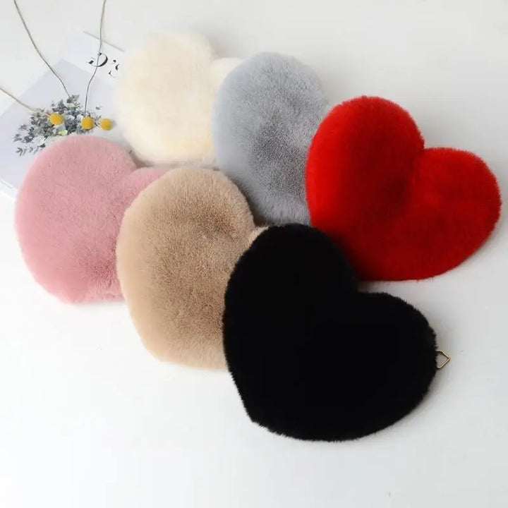 Kawaii Heart Plush Shoulder Bag Pastel Kitten